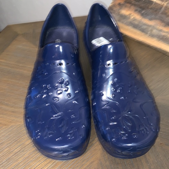 Dansko Women's Pixie Navy Floral Block Heel Nurse Clogs - Picture 5 of 7